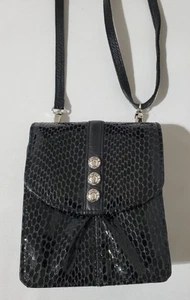 Brighton Mini Umhängetasche Schlangenleder Muster Kartenfächer mehrere Taschen schwarz* - Bild 1 von 5