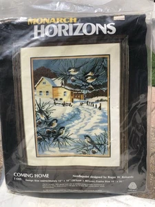 Monarch Horizons Needlepoint Kit ‘Coming Home’ Winter Chickadees Snow NIP - Picture 1 of 5