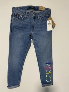 NWT Polo Ralph Lauren Blue Jeans Kids Size12 Logo The Slim Boyfriend - Picture 1 of 9