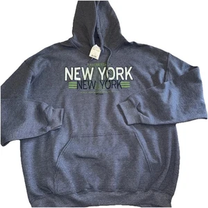 NWT New York City Hoodie Men's sweatShirt Printed NYC Hooded size XL blue/gray - Picture 1 of 8