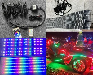 6PCS 1FT 30CM Waterproof Chasing LED Underglow Lights Car Truck Quad Row Strips - Picture 1 of 9