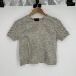 Limitiert Vintage grau Lammwollmischung Cropped Kurzarm Top Small - Bild 1 von 4