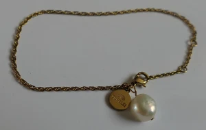 Schöne Purelei Kette, Armband mit Perle goldfarben / 19,5 cm lang - Bild 1 von 2