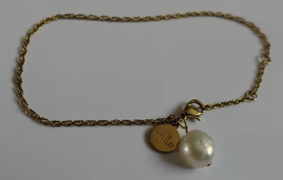 Schöne Purelei Kette, Armband mit Perle goldfarben / 19,5 cm lang - Bild 1 von 2