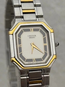 SEIKO CREDOR 5A70-3A00 Quartz Watch 18KT Bezel Gray Dial Ladies 22mm (79) - Picture 1 of 10