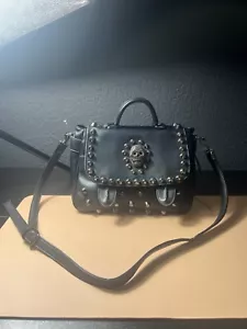 MG Collection Skull Stud Leather Bag – Women’s Shoulder Purse – Black Gothic - Picture 1 of 16