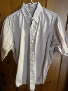 LL Bean Button Down Short Sleeve Sz 16 Large Red & White Gingham Plaid EUC Pics! - Picture 1 of 5