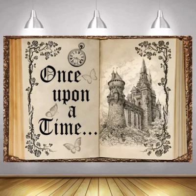 Érase una vez telón de fondo libros de cuentos de hadas foto fondo pancarta decoración Foto 1 de 4