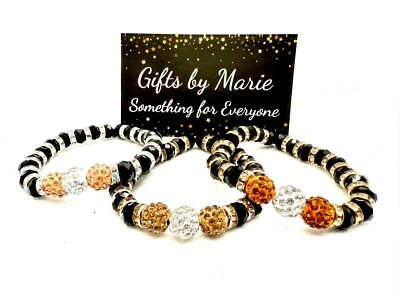 Set of 3 Handmade Crystal Beaded Super Sparkly New Bracelets Unique Fashion - Image 1 of 2