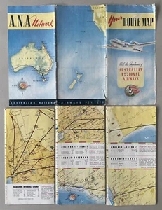 Australian National Airways ANA Mid Century Route Map Aviation Ephemera - Picture 1 of 14