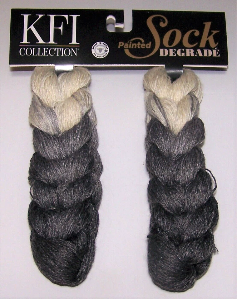 Juego de 2 hilos para dedos de lana merino degradados pintados KFI #201 PELÍCULA NEGRA Foto 1 de 1