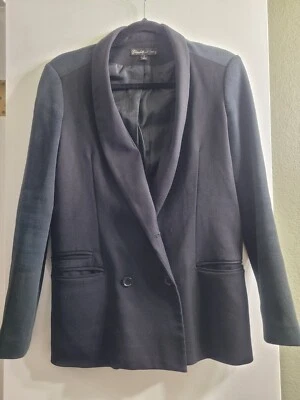 Elizabeth and James Womens Button Closure Blazer Jacket Black Cotton Size 2 - Image 1 of 4