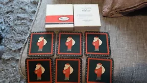 Neu in Verpackung Pimpernel England Weihnachtsmann S/6 Untersetzer Kork Rückseite 4" - Bild 1 von 2