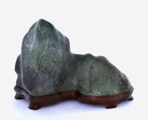 Suiseki Bonsai Scholar Viewing Zen Stone Rock Daiza Bruce Mcginnis Wood Stand - Picture 1 of 9
