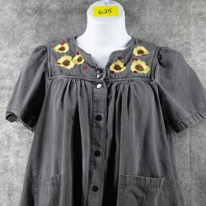 Go Softly Terrassen Morgenmantel Hausmantel Damen Petite Large grau bestickt Druckknopftaschen - Bild 1 von 9