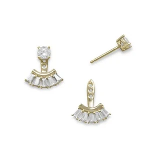 Aretes con poste de circonita cúbica chapados en oro con abanico - Imagen 1 de 1