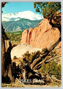 Postal Pikes Peak and Garden of the Gods Colorado Springs Paisaje Rocoso - Imagen 1 de 2