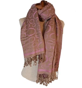 Womens Scarf Shawl Pink Geometric Fringed Cashmere Fall - Picture 1 of 7
