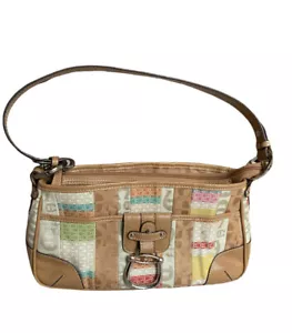 Etienne Aigner Schultertasche Pastell Logo Stoff Braun Leder Color Block - Bild 1 von 12