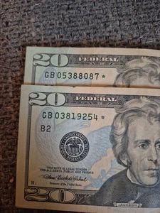 2x 2004A $20 **STAR NOTES * Bills with Low Serial Numbers GB Block - Picture 1 of 3
