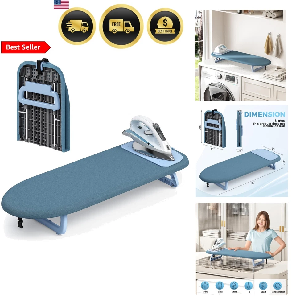 Tabletop Ironing Board Small Foldable Ironing Board with Iron Mat Blue - Image 1 of 4