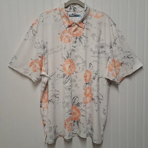 Roundtree & Yorke Performance Polo Shirt Mens XL White Orange Floral Work Play - Picture 1 of 16