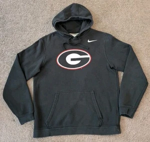 Nike Club Fleece Georgia Bulldogs Pullover Black Hoodie Sweatshirt Men's Medium - Picture 1 of 7