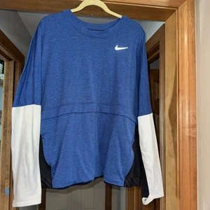 Nike Laufpullover Damen 3XL blau schwarz weiß Colorblock Reißverschlusstasche - Bild 1 von 5