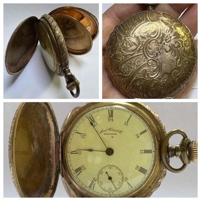 Reloj Bolsillo Waltham Años 18 11j Modelo 1883 Estuche Cazador Completo Relleno Dorado ¡Funciona! 1889/90 Foto 1 de 4