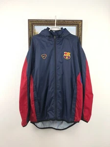 Vintage 90's FC Barcelona Football Jacket Soccer Windbreaker Track Zip Size XL - Picture 1 of 18