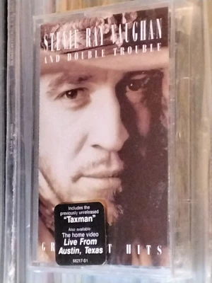 STEVIE RAY VAUGHAN & DOUBLE TROUBLE GREATEST HITS TAPE USA HYPE STICKER SEALED - Image 1 of 4