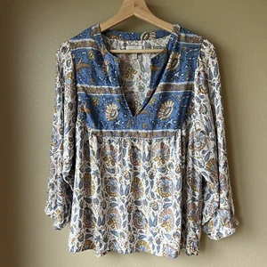 Top blusa donna marca Lucky taglia grande scollo a V floreale floreale bohemien - Foto 1 di 11