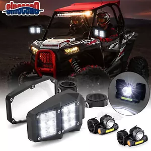 Pair UTV Side Rear View Mirrors w/ Light+LED Dome Lights For Polaris RZR PRO XP - Picture 1 of 17