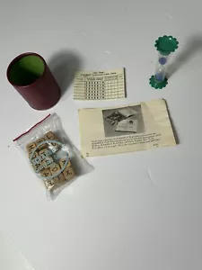 Vintage Scrabble Crossword Cubes Game Pieces 1968 Cup Dice Hourglass Tally Sheet - Picture 1 of 8