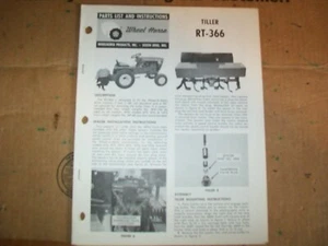 Wheel Horse Tiller 1966 modelo RT-366 lista de piezas e instrucciones - Imagen 1 de 4
