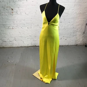 New Alice + Olivia Dress Womens 10 Yellow Dakota Bias Slip Gown Maxi Casual - Picture 1 of 11