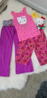Hello Kitty Size 7/8 Pajama Tank And 2 So Pajama Bottoms, Scrunchie And Stuffed - Image 1 of 4