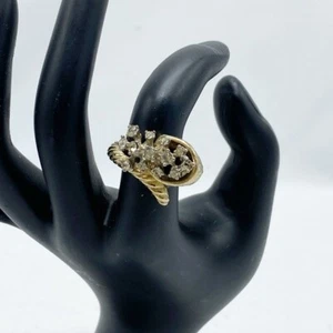 Strass Cluster Füllhorn Weichgold Cocktail Ring Vintage Größe 7,5 - Bild 1 von 4