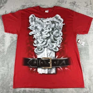 Rojo Papá Noel Barba y Cinturón Feo Navidad Novedad Disfraz Camiseta Extra Grande - Imagen 1 de 9