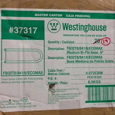 19 - Westinghouse 37317 FB32T8/841/6 32W Ecomax Cool White U-Bend Light Bulb - Image 1 of 4