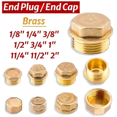 Tappo terminale stop maschio in ottone flangiato filettato BSP 1/8" 1/4" 3/8" 1/2" 3/4" a 2" - Immagine 1 di 4