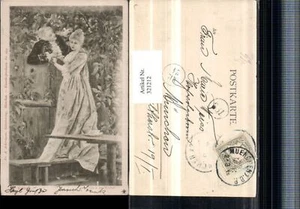 321212,F. A. Ackermann 994 Künstler C. Kahler Glück im Winkel Paar Zaun Kleid Bu - Bild 1 von 1