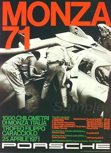 PÓSTER VINTAGE PORSCHE MONZA 1971 CARRERAS DE MOTOR A4 IMPRESIÓN - Imagen 1 de 1
