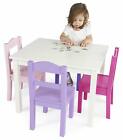 Kids Wood Table 4 Chair Set Child Sized Dining Pack Pink Purple White Daycare Pk