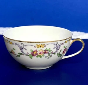 Vintage Limoges Coronet Tea Flat Cup Pink Roses Violet Scroll Gold Rim NO SAUCER - Picture 1 of 7