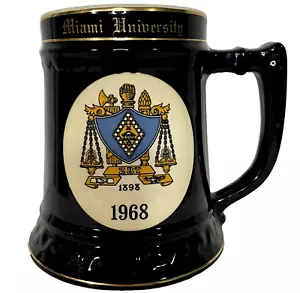 Vintage Miami University Beer Stein Mug 1968 6" - Made in the USA - RARE - Picture 1 of 10