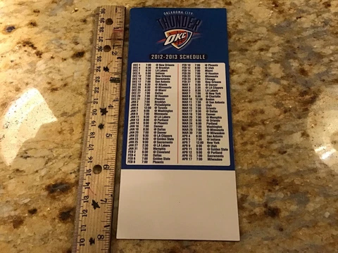 Oklahoma City Thunder Schedule Magnet - 2012-2013 Cover