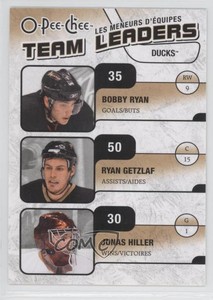 2010-11 O-Pee-Chee Team Leaders Bobby Ryan Ryan Getzlaf Jonas Hiller #TL-1