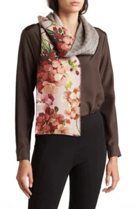 NWT GUCCI Floral & Logo Wool Scarf, PINK FLORAL, MSRP $550 - Picture 1 of 12