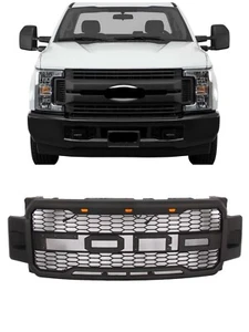 For 2017 2019 Ford F250 F350 Super Duty Black Grille Raptr Style Lights Amber - Picture 1 of 10